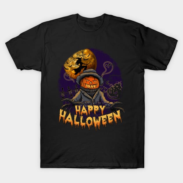 Happy Halloween Autumn Horror Pumpkin Witches Moon Movie Classic T-Shirt by Kibo2020